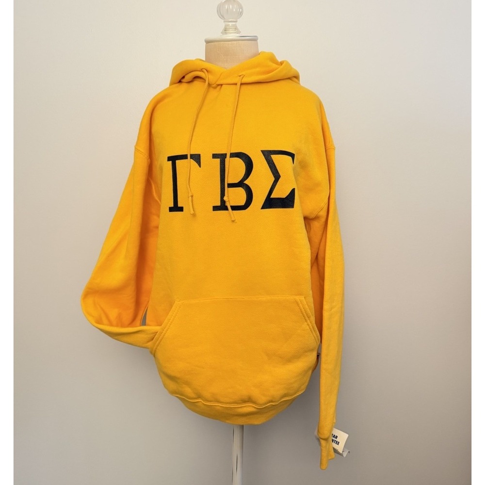 NWT Vintage 70s Russell Athletic Yellow Hoodie Tau Beta Sigma Size L Greek USA